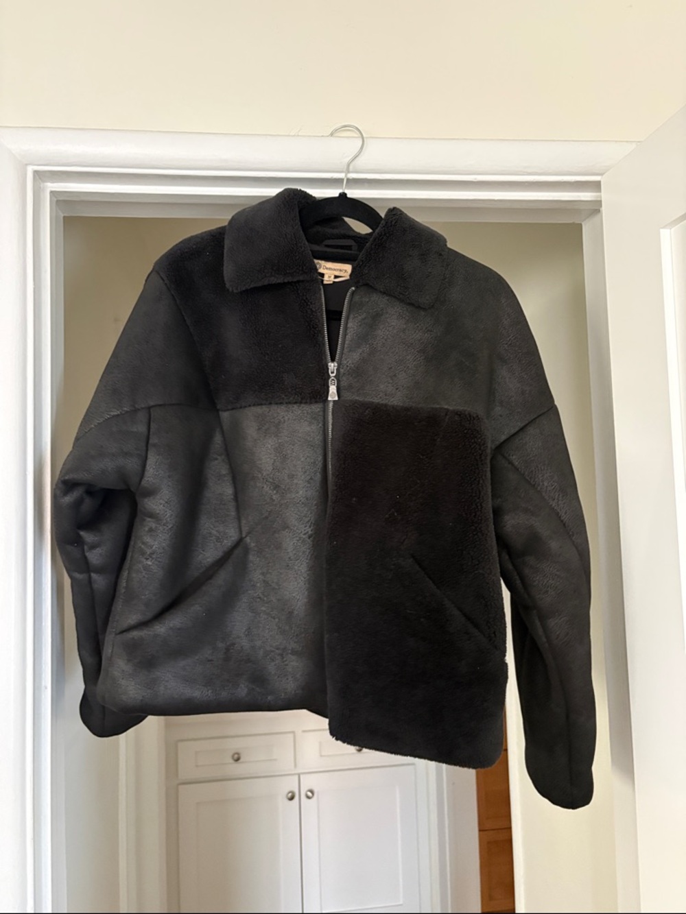 Democracy Black Faux Shearling Zip-Up Jacket